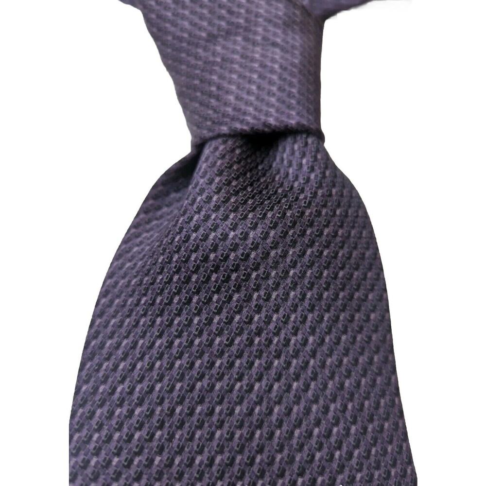 Laurant Benon Paris Silk Tie - Men Purple Black‎ Classic Necktie 59" X 3.75"